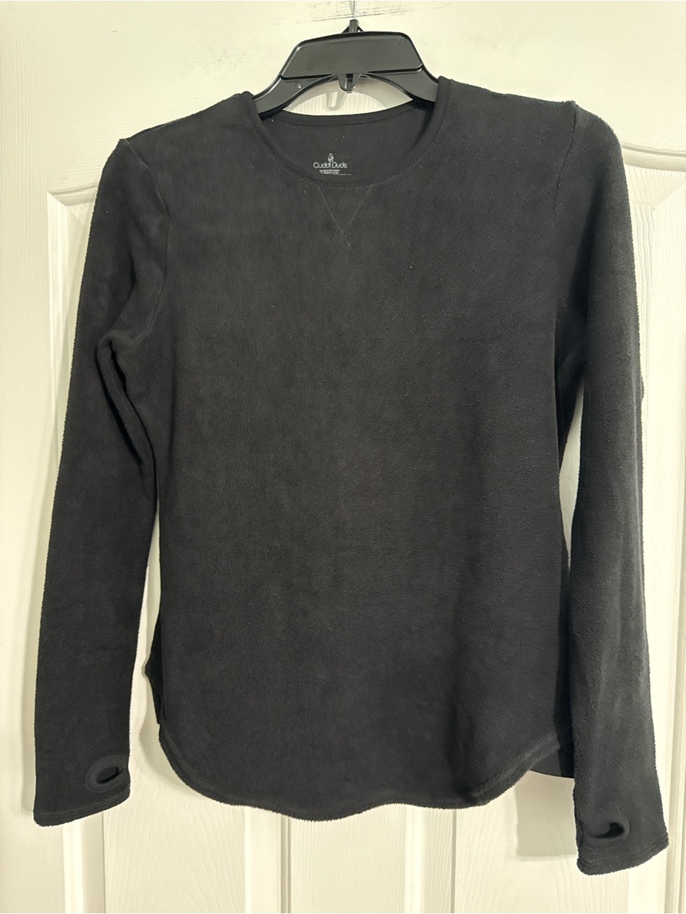 Cuddl Duds Black Long Sleeve Crewneck Top